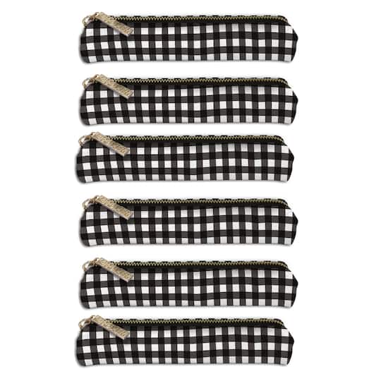 Pukka Pads Black & White Buffalo Check Slim Pencil Cases, 6ct.